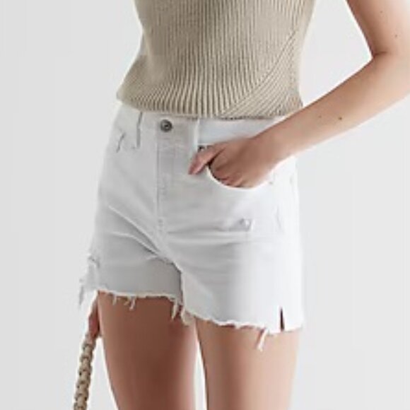 Express 90's High Risee Distressed Shorts - Picture 2 of 15